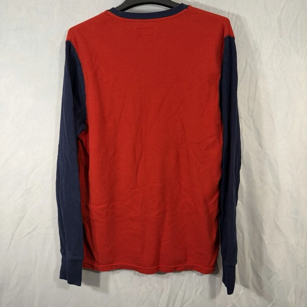polo‎ ralph lauren Crewneck Thermal Long Sleeve Shirt Red Blue Men's TRUE Medium
